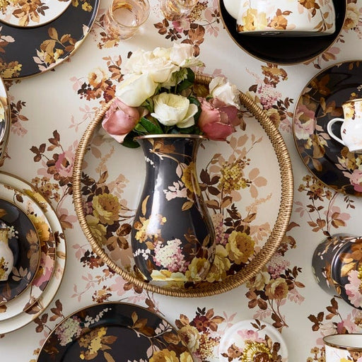 MacKenzie-Childs Trays Mackenzie-Childs Wild Rose White Enamel & Rattan Round Serving Tray