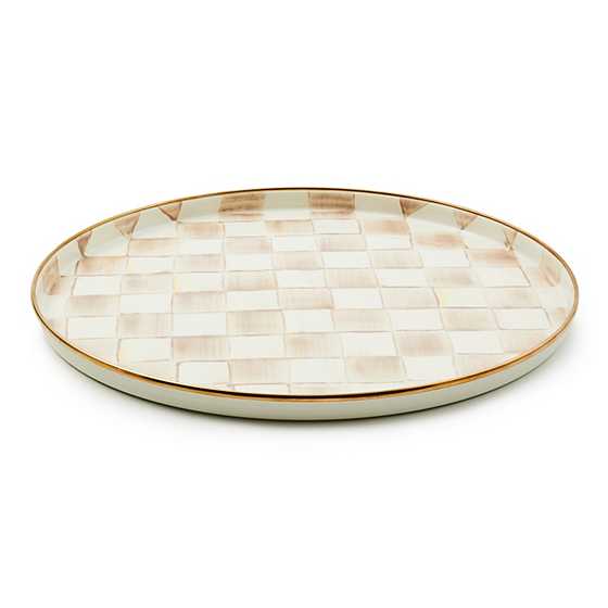MacKenzie-Childs Trays Mocha Check Round Tray