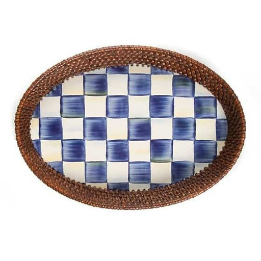 MacKenzie-Childs Trays Royal Check Rattan & Enamel Tray - Small