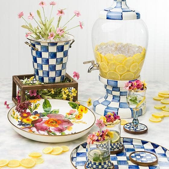 MacKenzie-Childs Trays Royal check Round Tray