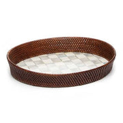 MacKenzie-Childs Trays Sterling Check Rattan & Enamel Tray - Large