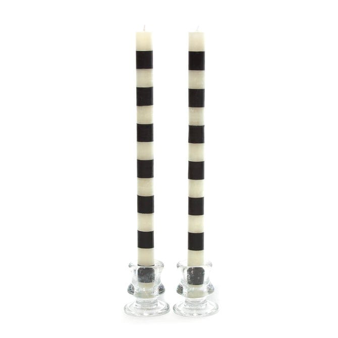 MacKenzie-Childs Unclassified Bands Black Dinner Candles, Set of 2