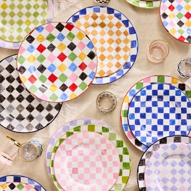 MacKenzie-Childs Unclassified Black Check Dinner Plate