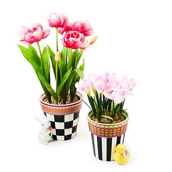 MacKenzie-Childs Unclassified Calico Potted Tulip with Bunny