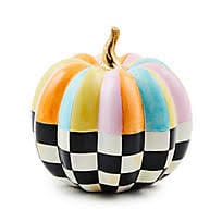 MacKenzie-Childs Unclassified Cotton Candy Mini Check & Stripe Pumpkin