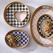 MacKenzie-Childs Unclassified Courtly Check Enamel & Rattan Round Serving Tray