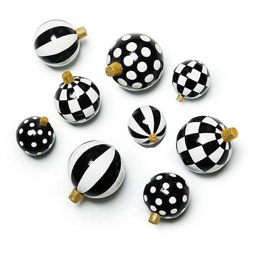 MacKenzie-Childs Unclassified Courtly Check Mini Glass Ball Ornaments, Set of 8