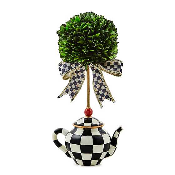 MacKenzie-Childs Unclassified Courtly Check Teapot Boxwood Topiary