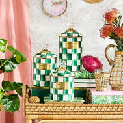 MacKenzie-Childs Unclassified Emerald Check Large Canister