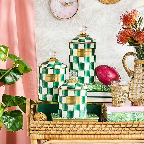 MacKenzie-Childs Unclassified Emerald Check Large Canister