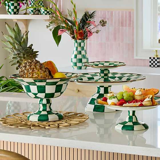 MacKenzie-Childs Unclassified Emerald Check Large Compote