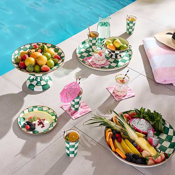 MacKenzie-Childs Unclassified Emerald Check Large Compote