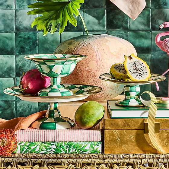MacKenzie-Childs Unclassified Emerald Check Large Compote