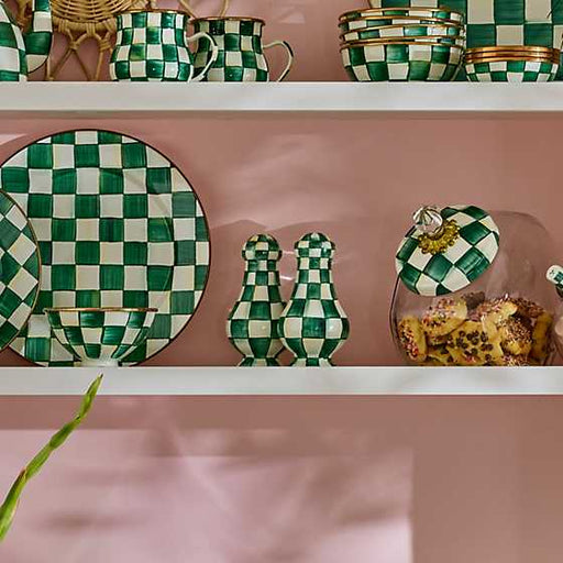 MacKenzie-Childs Unclassified Emerald Check Large Salt & Pepper Shakers