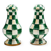 MacKenzie-Childs Unclassified Emerald Check Large Salt & Pepper Shakers