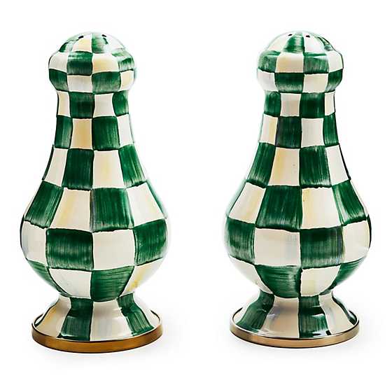 MacKenzie-Childs Unclassified Emerald Check Large Salt & Pepper Shakers