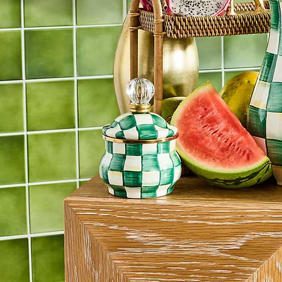 MacKenzie-Childs Unclassified Emerald Check Lidded Sugar Bowl