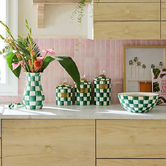 MacKenzie-Childs Unclassified Emerald Check Medium Canister