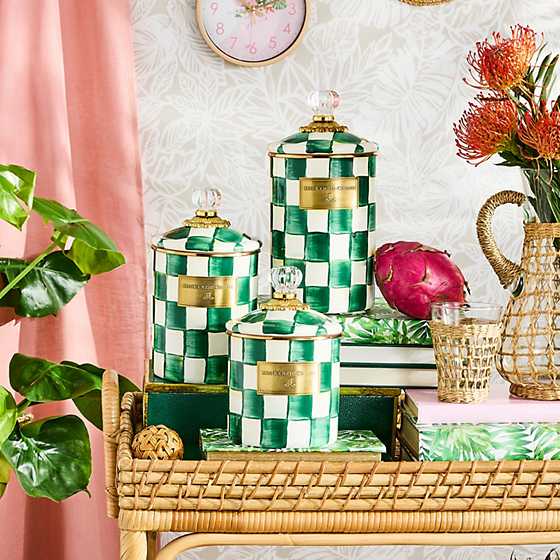 MacKenzie-Childs Unclassified Emerald Check Medium Canister