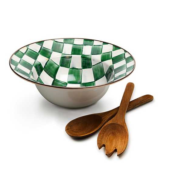 MacKenzie-Childs Unclassified Emerald Check Salad Serving Set