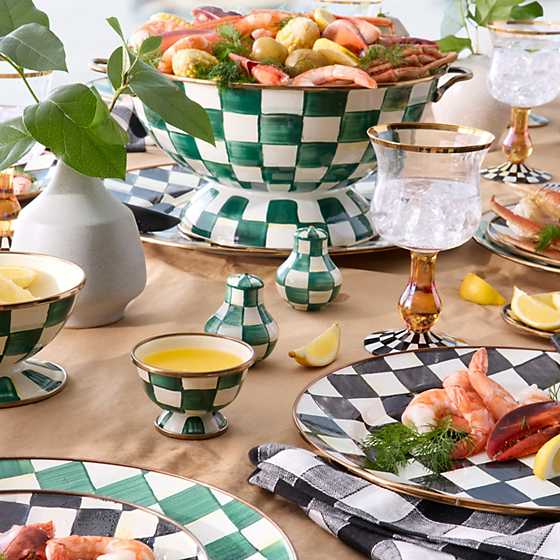 MacKenzie-Childs Unclassified Emerald Check Salt & Pepper Shakers