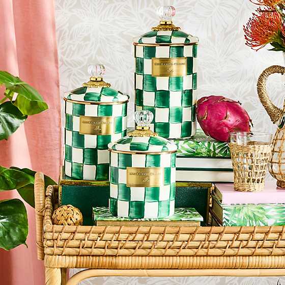 MacKenzie-Childs Unclassified Emerald Check Small Canister