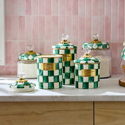 MacKenzie-Childs Unclassified Emerald Check Small Kitchen Canister