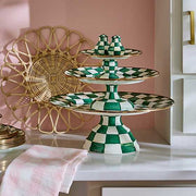 MacKenzie-Childs Unclassified Emerald Check Small Pedestal Platter