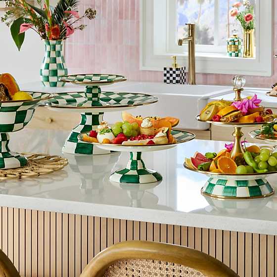 MacKenzie-Childs Unclassified Emerald Check Small Pedestal Platter