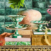 MacKenzie-Childs Unclassified Emerald Check Small Pedestal Platter