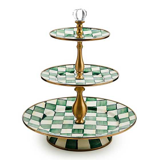 MacKenzie-Childs Unclassified Emerald Check Three Tier Sweet Stand