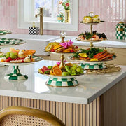 MacKenzie-Childs Unclassified Emerald Check Two Tier Sweet Stand