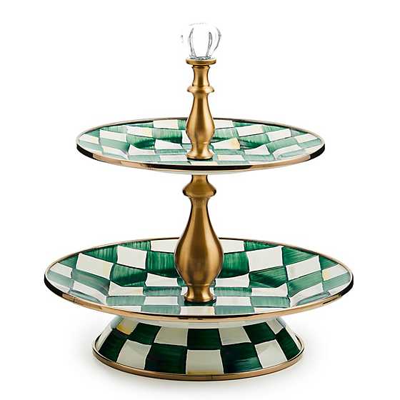 MacKenzie-Childs Unclassified Emerald Check Two Tier Sweet Stand