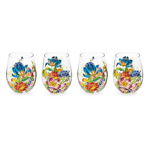 MacKenzie-Childs Unclassified Flower Market Stemless Wine Glass, Set of 4