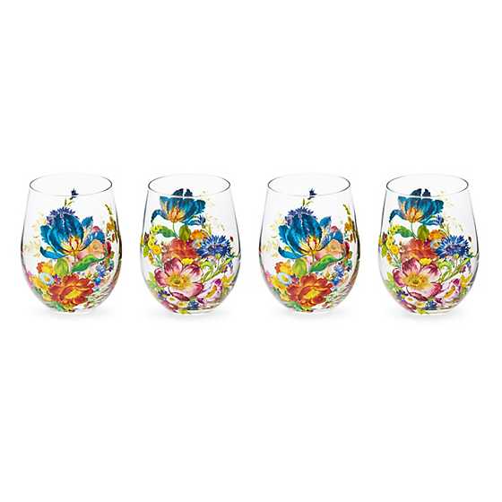 MacKenzie-Childs Unclassified Flower Market Stemless Wine Glass, Set of 4