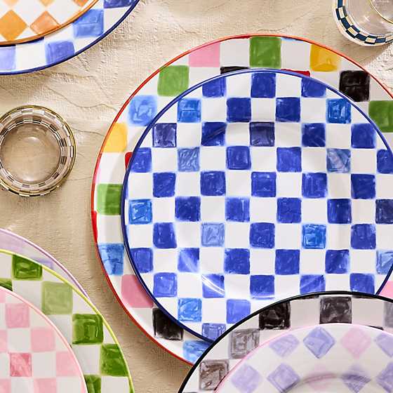 MacKenzie-Childs Unclassified Indigo Check Dinner Plate