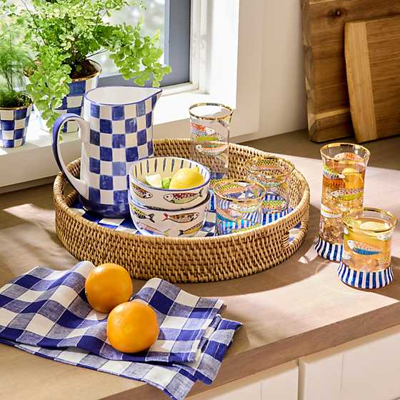 MacKenzie-Childs Unclassified Indigo Check Pitcher