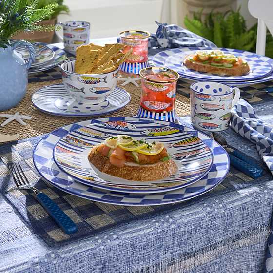 MacKenzie-Childs Unclassified Indigo Check Round Platter