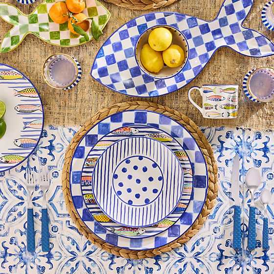 MacKenzie-Childs Unclassified Indigo Check Round Platter