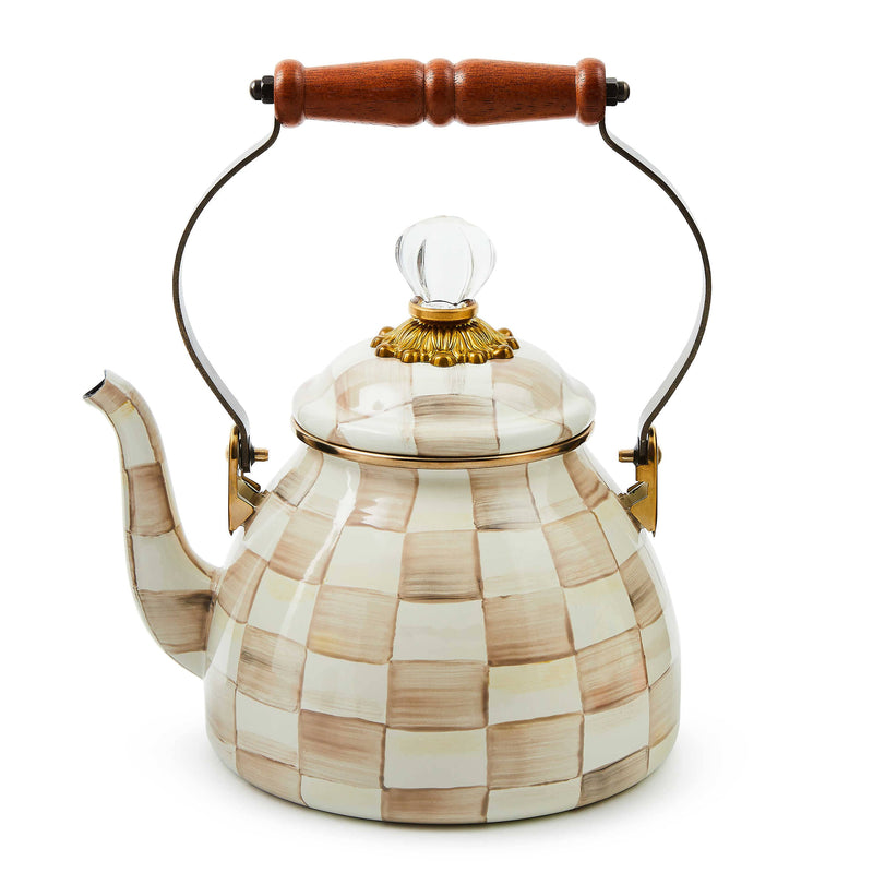 MacKenzie-Childs Unclassified Mocha Check 2 Quart Tea Kettle