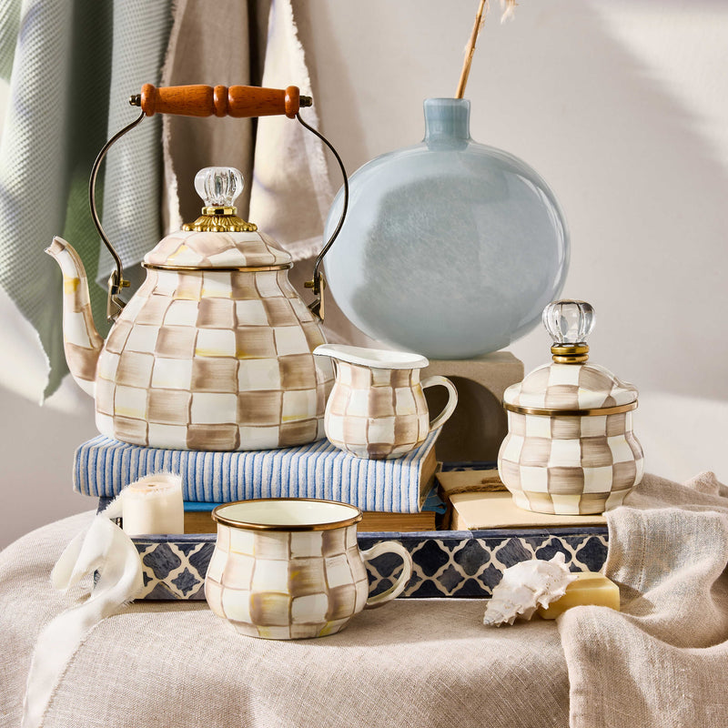 MacKenzie-Childs Unclassified Mocha Check 2 Quart Tea Kettle