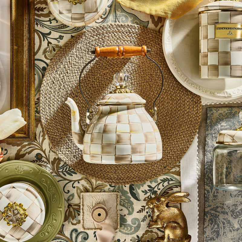 MacKenzie-Childs Unclassified Mocha Check 2 Quart Tea Kettle