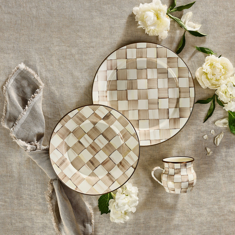 MacKenzie-Childs Unclassified Mocha Check Dinner Plate