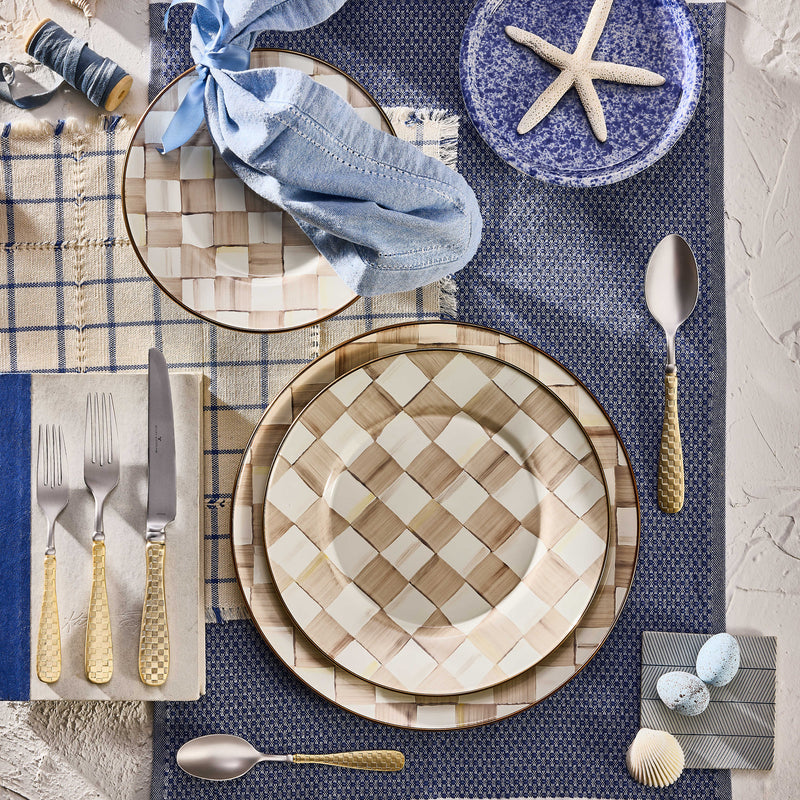 MacKenzie-Childs Unclassified Mocha Check Dinner Plate