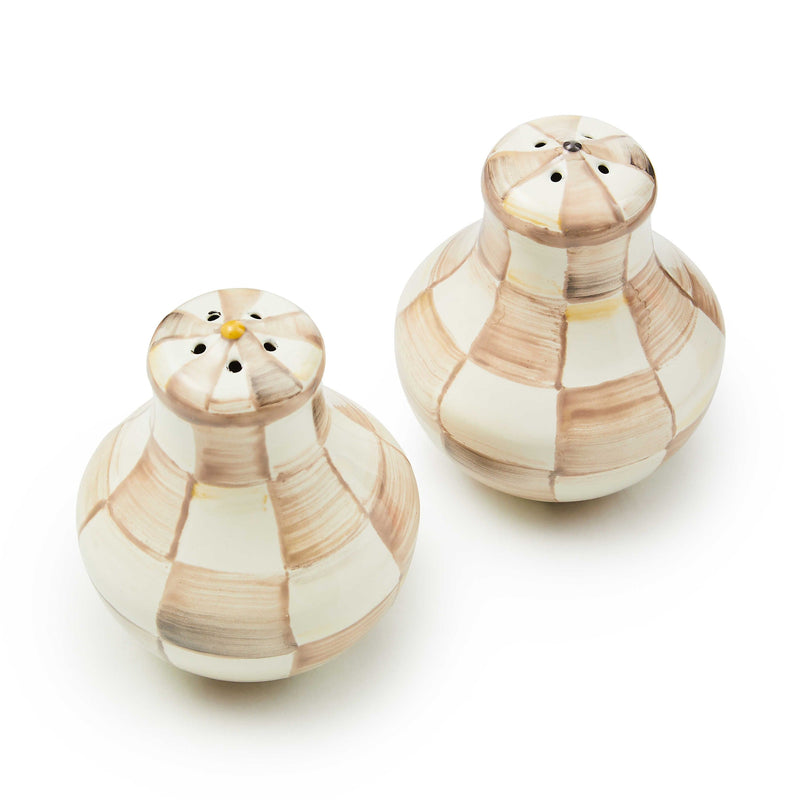 MacKenzie-Childs Unclassified Mocha Check Salt & Pepper Shakers