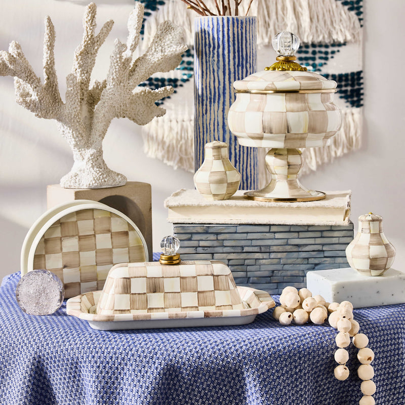 MacKenzie-Childs Unclassified Mocha Check Salt & Pepper Shakers