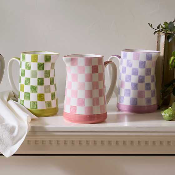 MacKenzie-Childs Unclassified Pink Check Pitcher