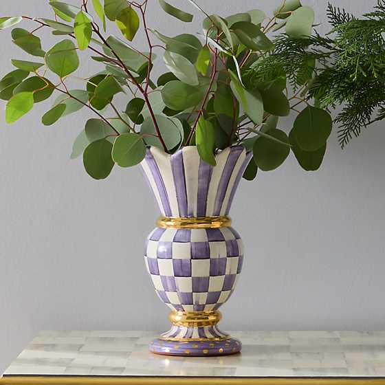 MacKenzie-Childs Unclassified Plum Check Ceramic Great Vase