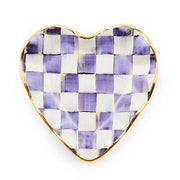 MacKenzie-Childs Unclassified Plum Check Fluted Ceramic Heart Plate