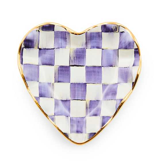 MacKenzie-Childs Unclassified Plum Check Fluted Ceramic Heart Plate
